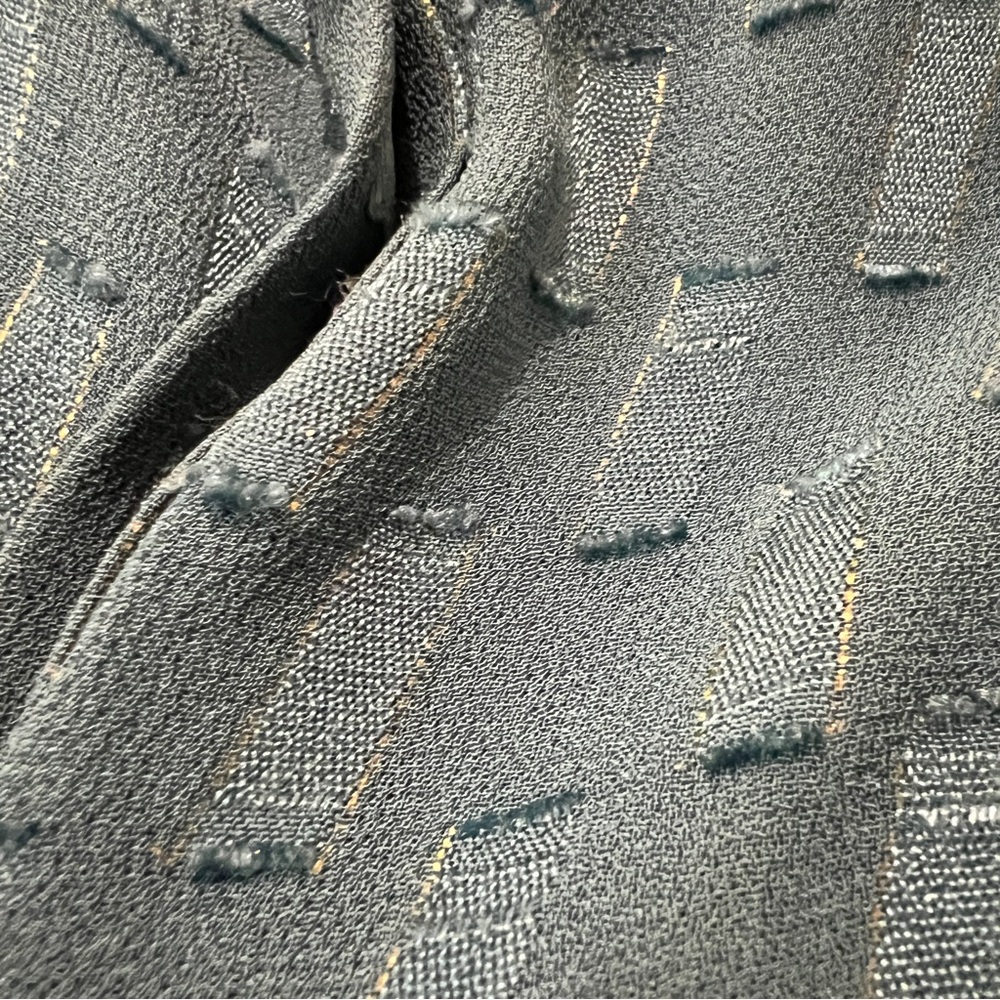 Lucky Brand Sheer Teal Patterned Blouse Metallic Accents Small - Picture 6 of 11